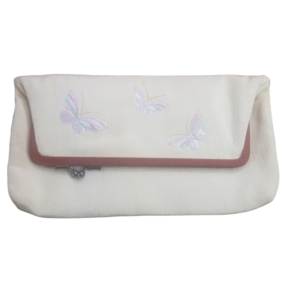 Vtg 40s 50s embroidered butterflies foldover clutch purse